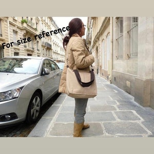 Grey canvas tote bag with Adjustable Leather strap, Travelling bag, Unisex messenger bag IKABAGS 3 WAY image 4
