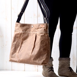 Vegan Waxed Canvas Diaper Bag: Crossbody Messenger Bag