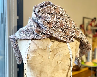 Limited Edition Fall accessories LA LUNE Brown  Flowers  and Leaves vintage inspired style French scarf