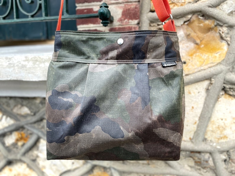 Camouflage Canvas bag, Vegan Diaper bag, Waxed canvas bag, Baby Shower Gift, Travel bag, New mom gift ikabags 2 Way image 10