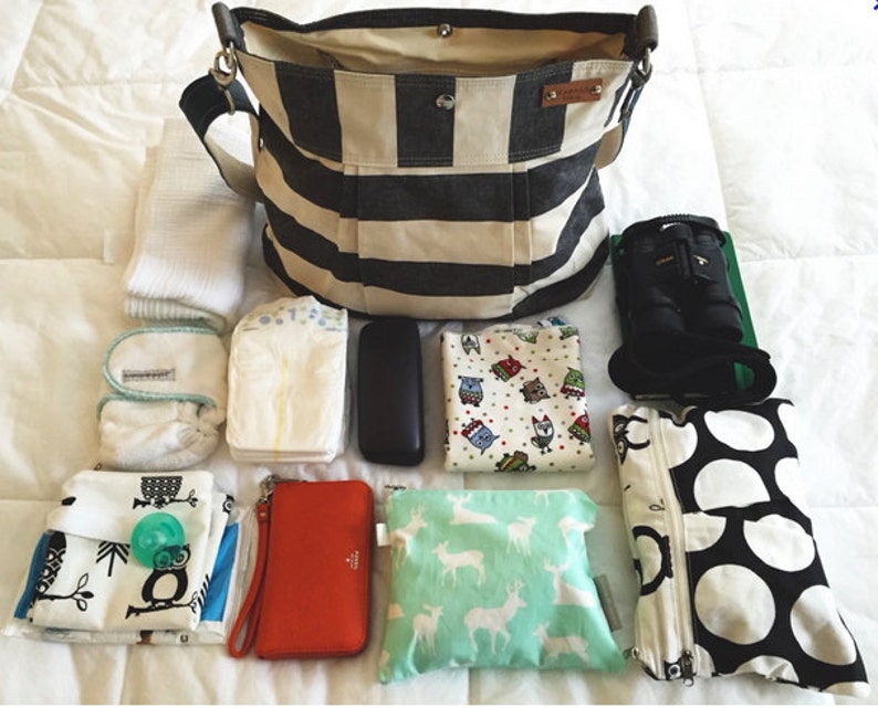 Crossbody Diaper bag, Baby boy diaper bag New mom gift, Striped bag ikabags image 2