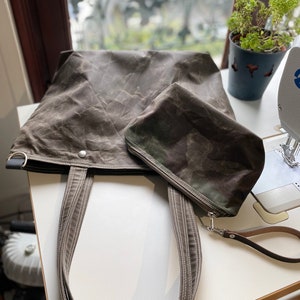 Personalised Waxed canvas zipper pouch, Purse Organization, Pen and Pencil Case IKABAGS image 7