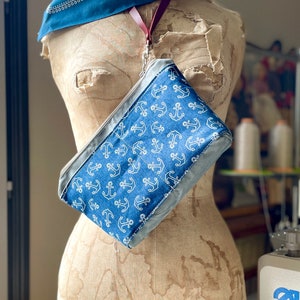 ANCHOR Bolsa de viaje de lona encerada gris, bolsa utilitaria, bolsa con cremallera, bolsa de cosméticos, bolsa de artista, almacenamiento de cosméticos, regalo para viajeros, regalo