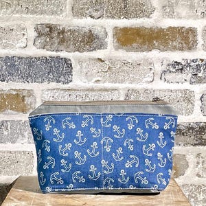 ANCHOR - Bolsas con cremallera para tejer y crochet, color gris, de lona encerada, para uso general, bolsa de regalo para viajes, para guardar cosméticos, regalo para ella, regalo para esposa