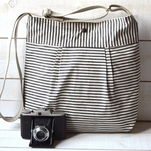 Personalized Striped Diaper Bag: Nautical Black Canvas Crossbody