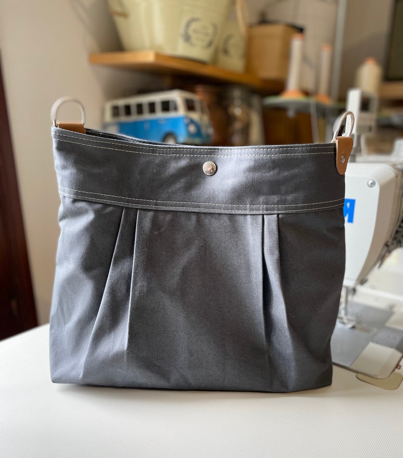 Sac quotidien Stockholm Gris, rayures marines géométriques, sac bandoulière lavable SOLID GRAY