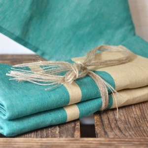 Linen kitchen towel, Linen dish towel, Linen tea towels, Dish towels,Emerald Green towel,Hostess gift,Housewarming gift image 2