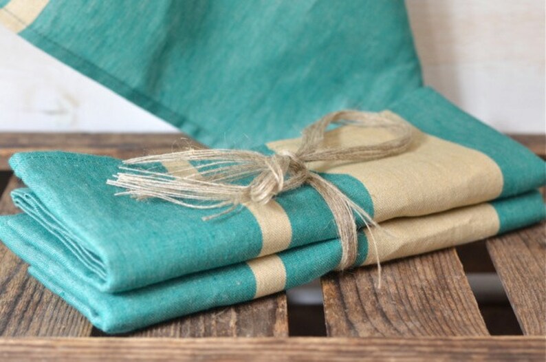 Linen kitchen towel, Linen dish towel, Linen tea towels, Dish towels,Emerald Green towel,Hostess gift,Housewarming gift image 2