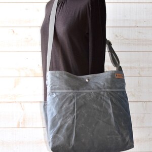 Waxed Canvas Crossbody hobo bag in Red Garnet , Weekender bag New mom gift IKABAGS image 9
