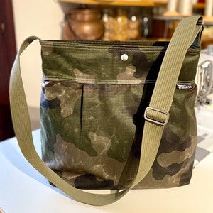 Camouflage Canvas bag, Vegan Diaper bag, Waxed canvas bag, Baby Shower Gift, Travel bag, New mom gift ikabags 2 Way image 9