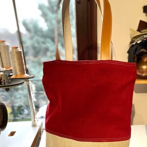 Large Zipper Tote Bag, Large Shoulder bag, Linen Tote bag, Linen Shoulder Bag IKABAGS image 7
