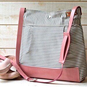 Pink Leather Diaper bag With Pink Leather Adjustable Strap, Crossbody bag IKABAGS