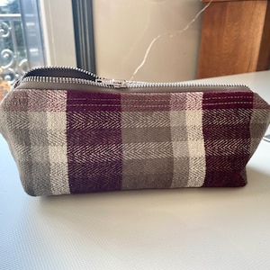 Cotton canvas Zipper Pencil case, back to school , Canvas Zipper Pouch ,Travel bag, Desk organization , Teacher gift IKABAGS Plaid fabric