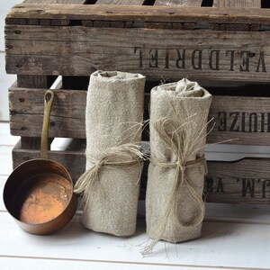 Naturel linen tea towels French country, hostess gifts, shabby chic kitchen towels, torchon, eco friendly, image 1