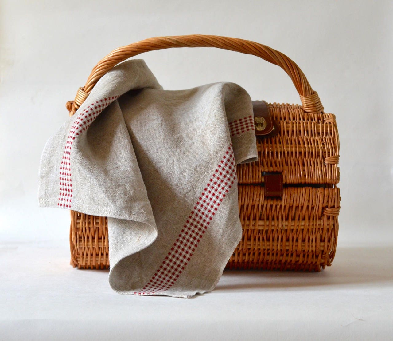 Linge Durable et Écologique Serviettes à Pain Damier Rouges Blancs, Torchon Damier, Serviettes en Li