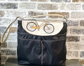 Veganistische crossbodytas van zwart gewaxt canvas: laatste schoudertas