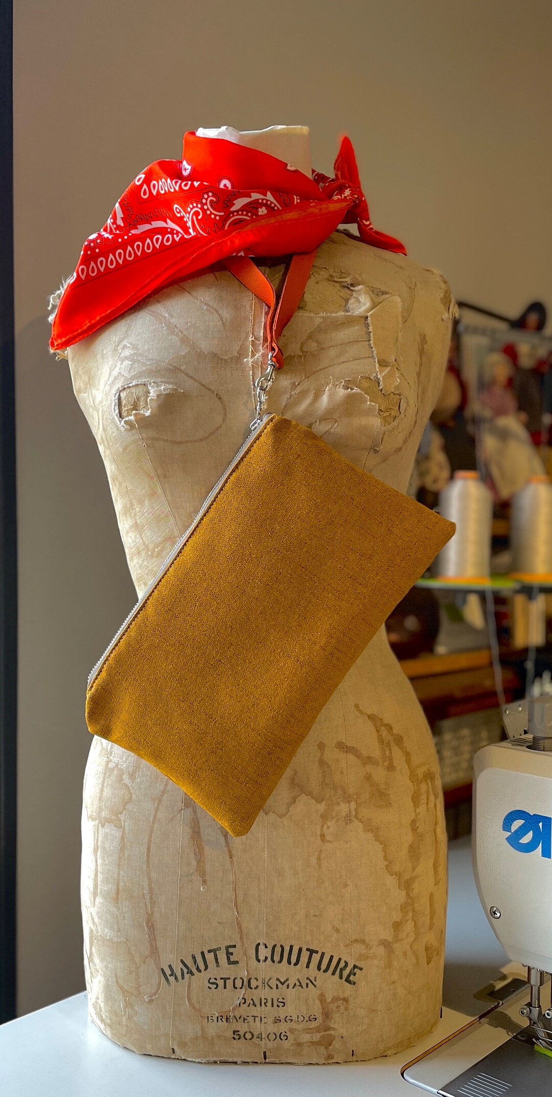 Mustard Clutch Bag: Zippered Denim Utility Pouch, Travel Bag - Etsy UK