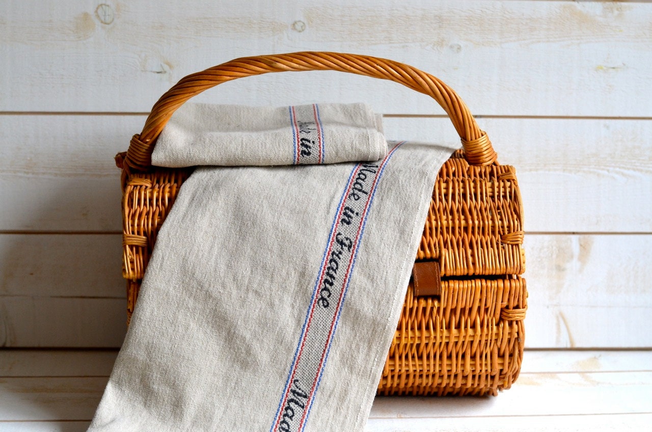 MADE IN FRANCE French country 2 Linen Towels/ shabby chic Etsy