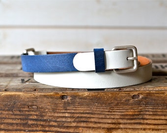 Leather Belt , Navy and White, Gift for Wife, Gift for her, Women leather belt, Nautical Leather Belt,Men leather belt
