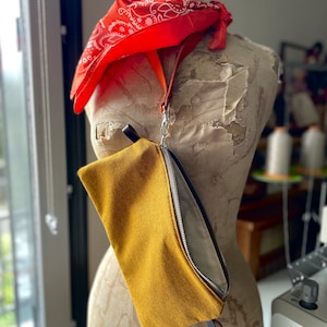 Bolsa de pulso MOSTARDA, bolsa de viagem, bolsa utilitária, bolsa de cosméticos, presente para viajante, bolsa de mão, presente para melhor amiga, presente para mãe