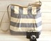 Canvas Diaper bag , Crossbody bag, Vegan bag, Weekender bag, Gray striped bag  ikabags 3 way 