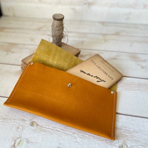 Leather wallet, Minimalist Wallet , Pocketbook in 5 Color Leather IKABAGS VINTAGE MUSTARD