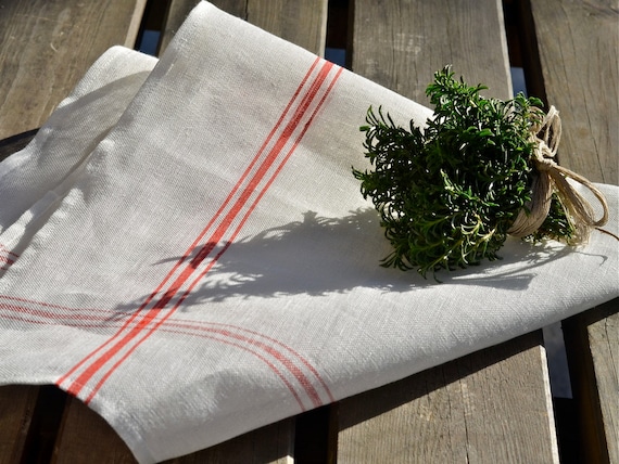 Striped Linen Tea Towels - My French Country Home Box