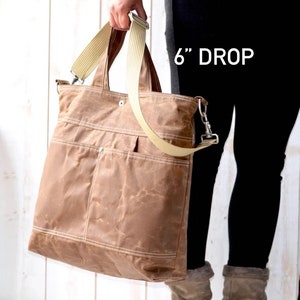 Waxed canvas tote bag, Laptop bag or Weekender bag, Vegan Messenger bag IKABAGS 3 Way image 7