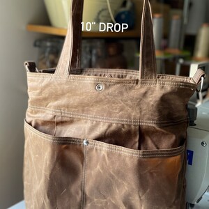 Waxed canvas tote bag, Laptop bag or Weekender bag, Vegan Messenger bag IKABAGS 3 Way 10" shoulder strap