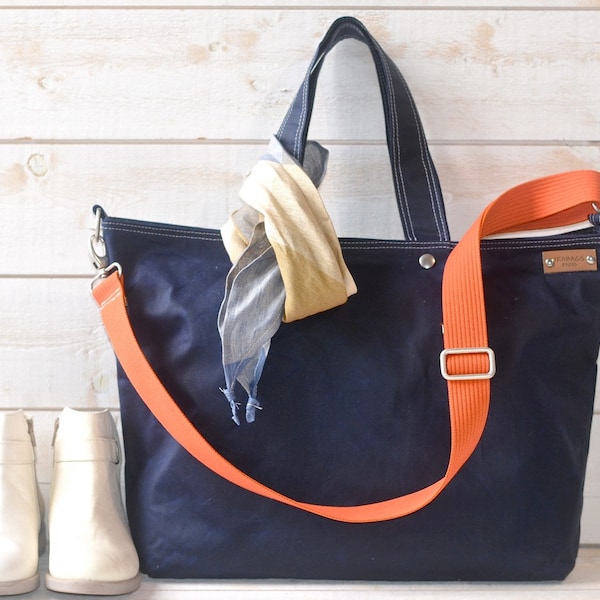 Waxed canvas Tote bag , Laptop bag , Gift for groomsmen IKABAGS 3 WAY