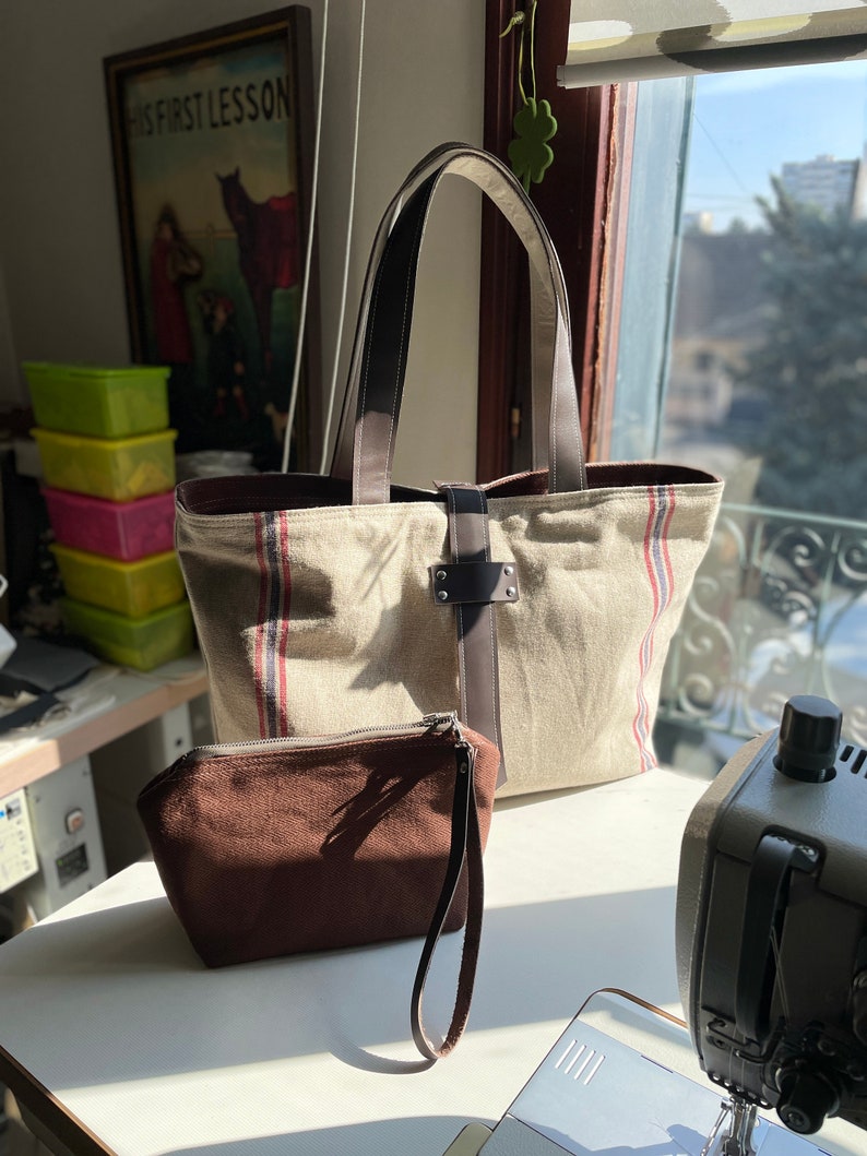 Natürliche Leinentasche, Bauernmarkttasche, Weekender-Tasche, nachhaltige Tasche, extra große Einkaufstasche, große Stricktasche Special Custom Bag