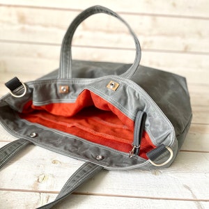 Bolso tote de lona gris con correa de cuero ajustable, Bolso de viaje, Bolso mensajero unisex IKABAGS 3 WAY imagen 6