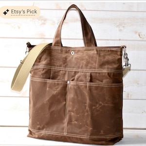 Sac fourre-tout en toile cirée, sac pour ordinateur portable ou sac de week-end, sac messager végétalien IKABAGS 3 Way