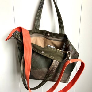 Borsa a tracolla in tela cerata, borsa tote mimetica, borsa a tracolla mimetica, borsa a tracolla militare, regalo per moglie IKABAGS 3 Way