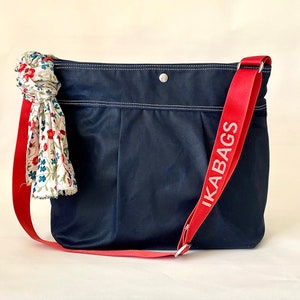 READY TO SHIP Waxed Canvas bag in Navy blue , Crossbody bag , Vegan Diaper bag Ikabags 3 way
