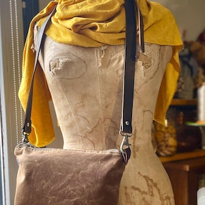 Bolso de mano unisex de lona encerada marrón tostado con correa cruzada, bolsa con cremallera, bolsa de viaje, bolsa utilitaria, regalo para viajeros, regalo para él
