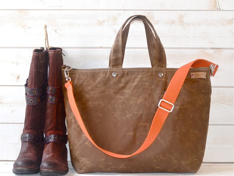 Messenger bag Gift for Her Adult bag Canvas tote Travel bag Diaper bag Bike bag Tan brown Waxed canvas tote