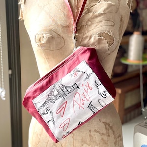 Bolsa de lona encerada con cremallera, bolsa de cosméticos Te amo París, bolsa de viaje, bolsa de utilidad, regalo para viajero, regalo para novia, regalo para esposa