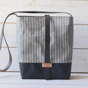 Bolso bandolera de lona encerada, bolso bandolera con correa de cuero para el hombro