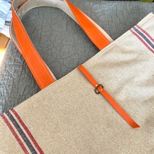 Natürliche Leinentasche, Bauernmarkttasche, Weekender-Tasche, nachhaltige Tasche, extra große Einkaufstasche, große Stricktasche Bild 8