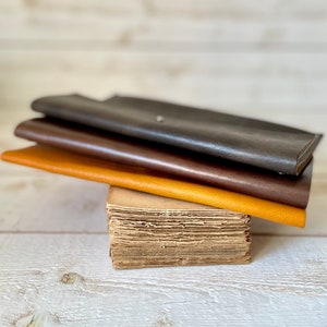 Leren portemonnee, minimalistische portemonnee, zakboek in 5 kleuren leer - IKABAGS