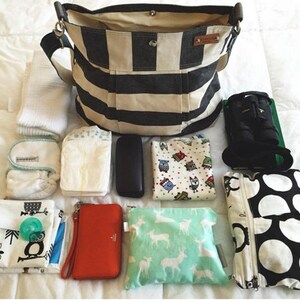 Canvas Diaper bag, Messenger bag, Grey Canvas bag, Striped bag, Gift for her, Geometric bag, Nautical striped, Gift for mom, Crossbody bag image 4