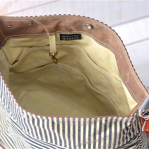 Striped Waxed Canvas Crossbody Bag: Leather Bottom, 3-Way Strap image 4