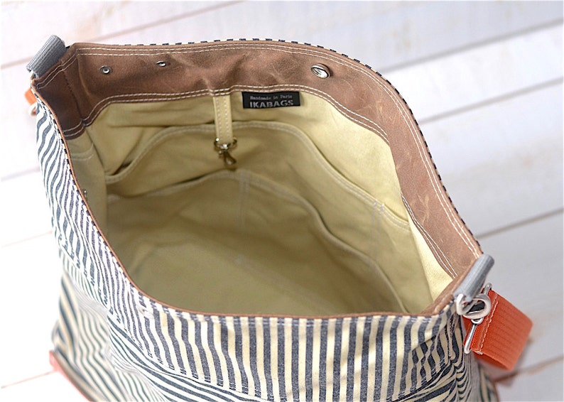 Striped Waxed Canvas Crossbody Bag: Leather Bottom, 3-Way Strap image 4