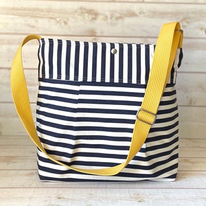 STOCKHOLM Blue Sapphire Crossbody Diaper bag, Wife Gift , Beach bag , Nautical striped bag, Shoulder bag IKABAGS 3 WAY image 8