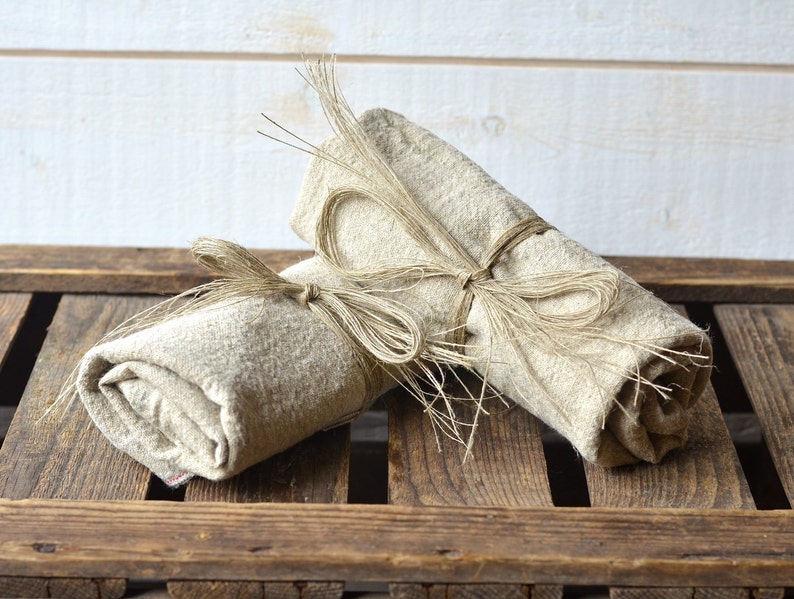 Naturel linen tea towels French country, hostess gifts, shabby chic kitchen towels, torchon, eco friendly, image 2