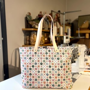 READY TO SHIP Bag Flowers medium Tote bag, Knitting bag, Shoulder bag, canvas tote, Travel bag, ipad  Christmas gift, Gift for her multi way