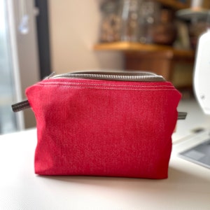 Bolso de tela JEAN ROJO de lujo con cremallera, bolso de cosméticos, bolso de viaje, bolso utilitario, regalo para viajeros, regalo para novia, regalo de San Valentín