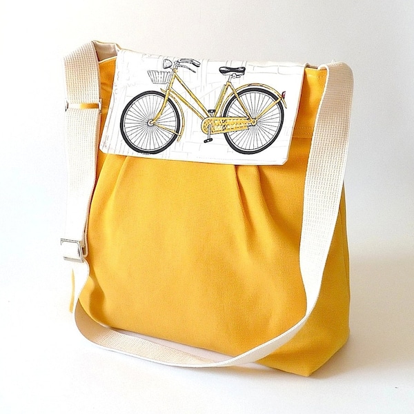 Reservados CASSY / / amarillo pañal bolso mensajero bolsa / bolsa de viaje /Shoulder Bag con colgajo de bicicleta - 10 bolsillos