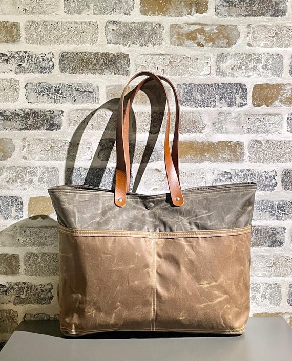 Leather Canvas Purse Canada Handmade Waxed Canvas Tote Versatile